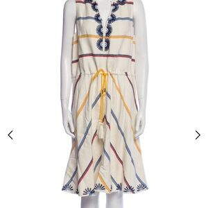 Tory Burch Multicolor Striped Dress with Embroidery